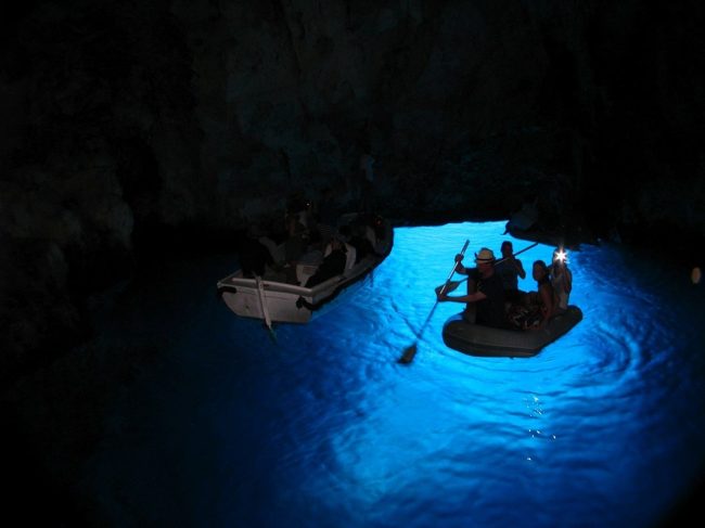 Blue cave interior